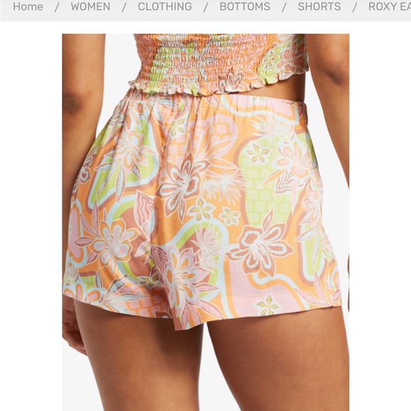 Roxy Tropical 2 Piece Set Brami 2 Crop Top & East Does It Shorts Women’s XL NWT - Picture 3 of 7